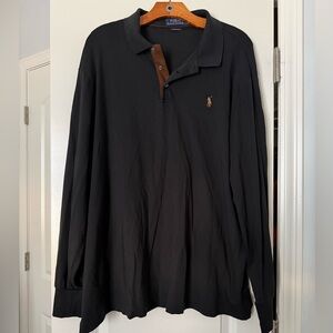 Men's Black long sleeve Polo Shirt